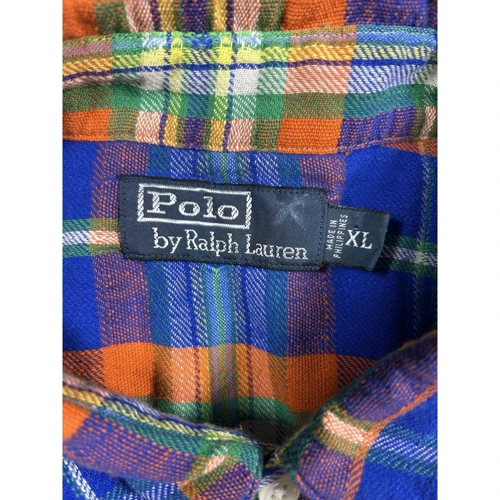 Polo Ralph Lauren Pearl Snap Men's XL Western Flannel Plaid Americana Rodeo VTG